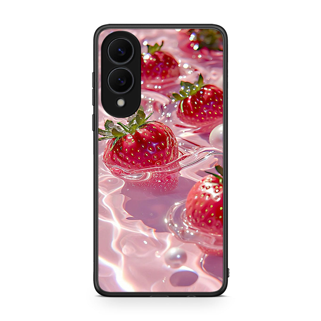 Samsung Galaxy S25 Edge 5G Juicy Strawberries θήκη από τη Smartfits με σχέδιο στο πίσω μέρος και μαύρο περίβλημα | Smartphone case with colorful back and black bezels by Smartfits