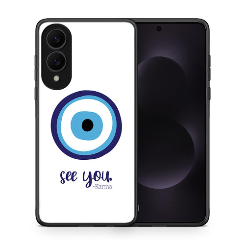 Θήκη Samsung Galaxy S25 Edge 5G Karma Says από τη Smartfits με σχέδιο στο πίσω μέρος και μαύρο περίβλημα | Samsung Galaxy S25 Edge 5G Karma Says case with colorful back and black bezels
