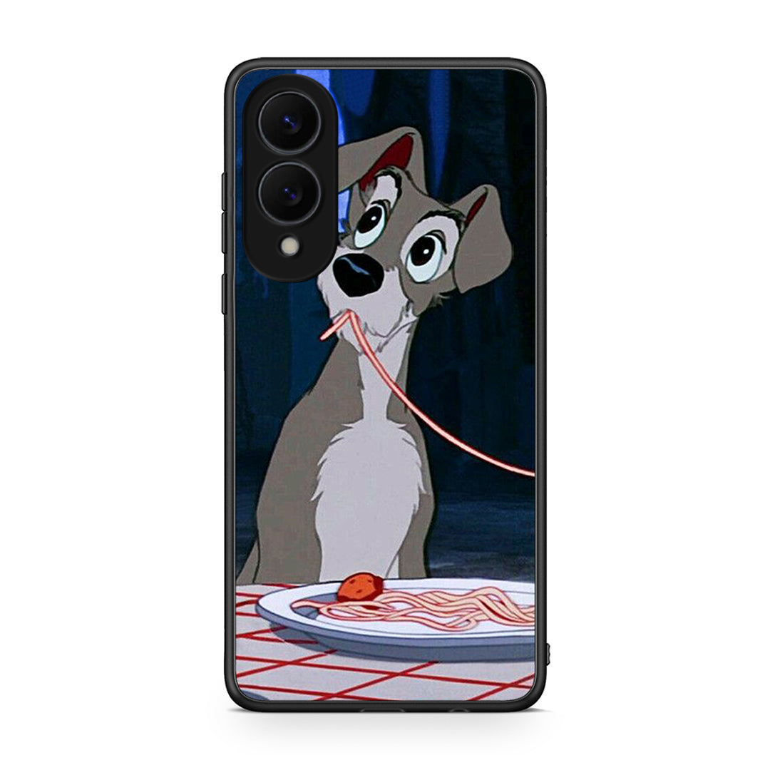 Samsung Galaxy S25 Edge 5G Lady And Tramp 1 Θήκη Αγίου Βαλεντίνου από τη Smartfits με σχέδιο στο πίσω μέρος και μαύρο περίβλημα | Smartphone case with colorful back and black bezels by Smartfits