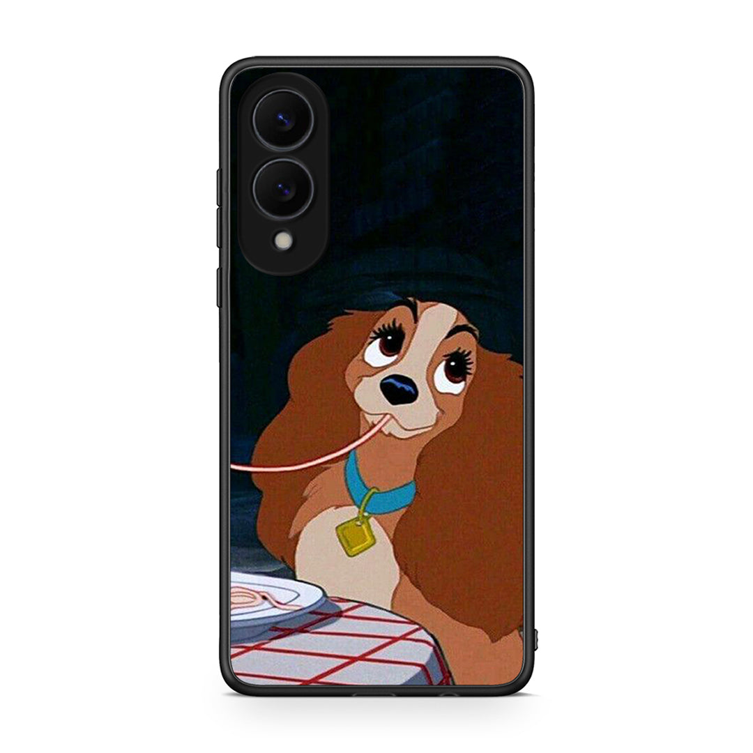 Samsung Galaxy S25 Edge 5G Lady And Tramp 2 Θήκη Αγίου Βαλεντίνου από τη Smartfits με σχέδιο στο πίσω μέρος και μαύρο περίβλημα | Smartphone case with colorful back and black bezels by Smartfits