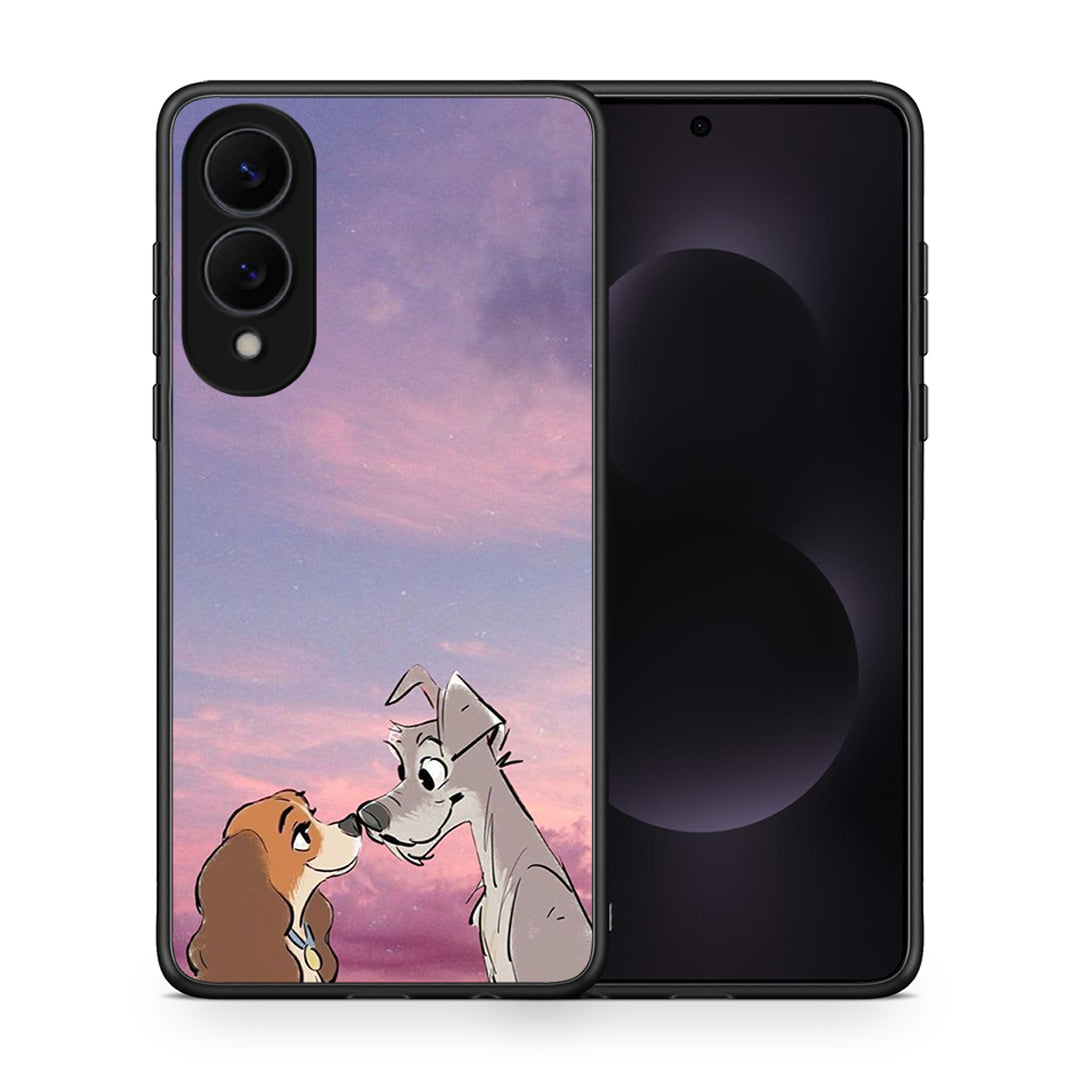 Θήκη Samsung Galaxy S25 Edge 5G Lady And Tramp από τη Smartfits με σχέδιο στο πίσω μέρος και μαύρο περίβλημα | Samsung Galaxy S25 Edge 5G Lady And Tramp case with colorful back and black bezels