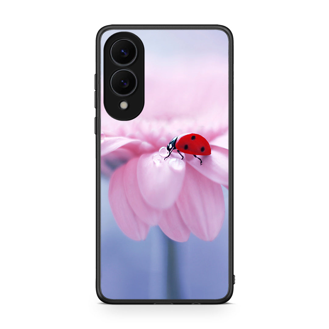 Samsung Galaxy S25 Edge 5G Ladybug Flower θήκη από τη Smartfits με σχέδιο στο πίσω μέρος και μαύρο περίβλημα | Smartphone case with colorful back and black bezels by Smartfits