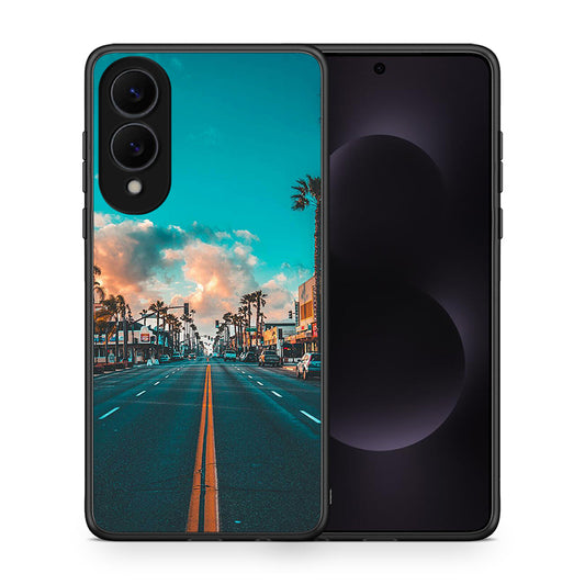 Θήκη Samsung Galaxy S25 Edge 5G City Landscape από τη Smartfits με σχέδιο στο πίσω μέρος και μαύρο περίβλημα | Samsung Galaxy S25 Edge 5G City Landscape case with colorful back and black bezels