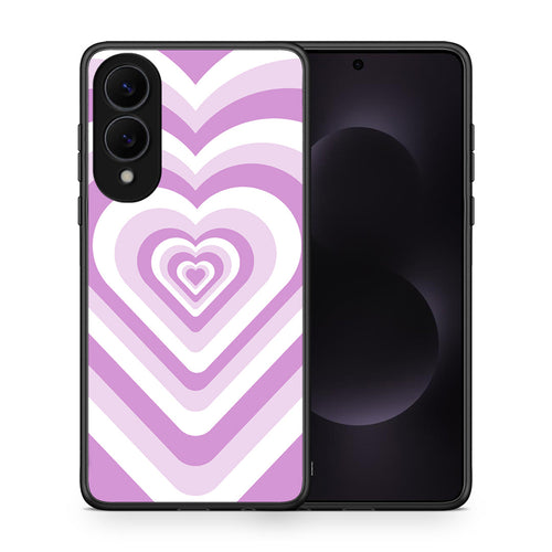 Θήκη Samsung Galaxy S25 Edge 5G Lilac Hearts από τη Smartfits με σχέδιο στο πίσω μέρος και μαύρο περίβλημα | Samsung Galaxy S25 Edge 5G Lilac Hearts case with colorful back and black bezels