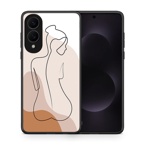 Θήκη Samsung Galaxy S25 Edge 5G LineArt Woman από τη Smartfits με σχέδιο στο πίσω μέρος και μαύρο περίβλημα | Samsung Galaxy S25 Edge 5G LineArt Woman case with colorful back and black bezels