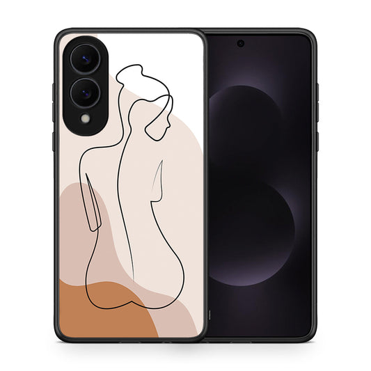 Θήκη Samsung Galaxy S25 Edge 5G LineArt Woman από τη Smartfits με σχέδιο στο πίσω μέρος και μαύρο περίβλημα | Samsung Galaxy S25 Edge 5G LineArt Woman case with colorful back and black bezels