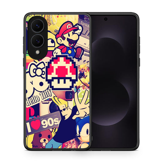 Θήκη Samsung Galaxy S25 Edge 5G Love The 90s από τη Smartfits με σχέδιο στο πίσω μέρος και μαύρο περίβλημα | Samsung Galaxy S25 Edge 5G Love The 90s case with colorful back and black bezels