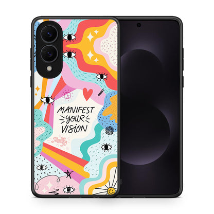 Θήκη Samsung Galaxy S25 Edge 5G Manifest Your Vision από τη Smartfits με σχέδιο στο πίσω μέρος και μαύρο περίβλημα | Samsung Galaxy S25 Edge 5G Manifest Your Vision case with colorful back and black bezels