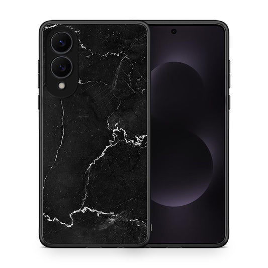 Θήκη Samsung Galaxy S25 Edge 5G Marble Black από τη Smartfits με σχέδιο στο πίσω μέρος και μαύρο περίβλημα | Samsung Galaxy S25 Edge 5G Marble Black case with colorful back and black bezels