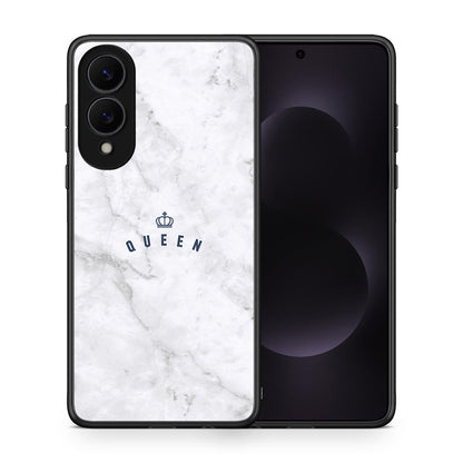 Θήκη Samsung Galaxy S25 Edge 5G Queen Marble από τη Smartfits με σχέδιο στο πίσω μέρος και μαύρο περίβλημα | Samsung Galaxy S25 Edge 5G Queen Marble case with colorful back and black bezels