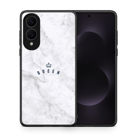 Θήκη Samsung Galaxy S25 Edge 5G Queen Marble από τη Smartfits με σχέδιο στο πίσω μέρος και μαύρο περίβλημα | Samsung Galaxy S25 Edge 5G Queen Marble case with colorful back and black bezels