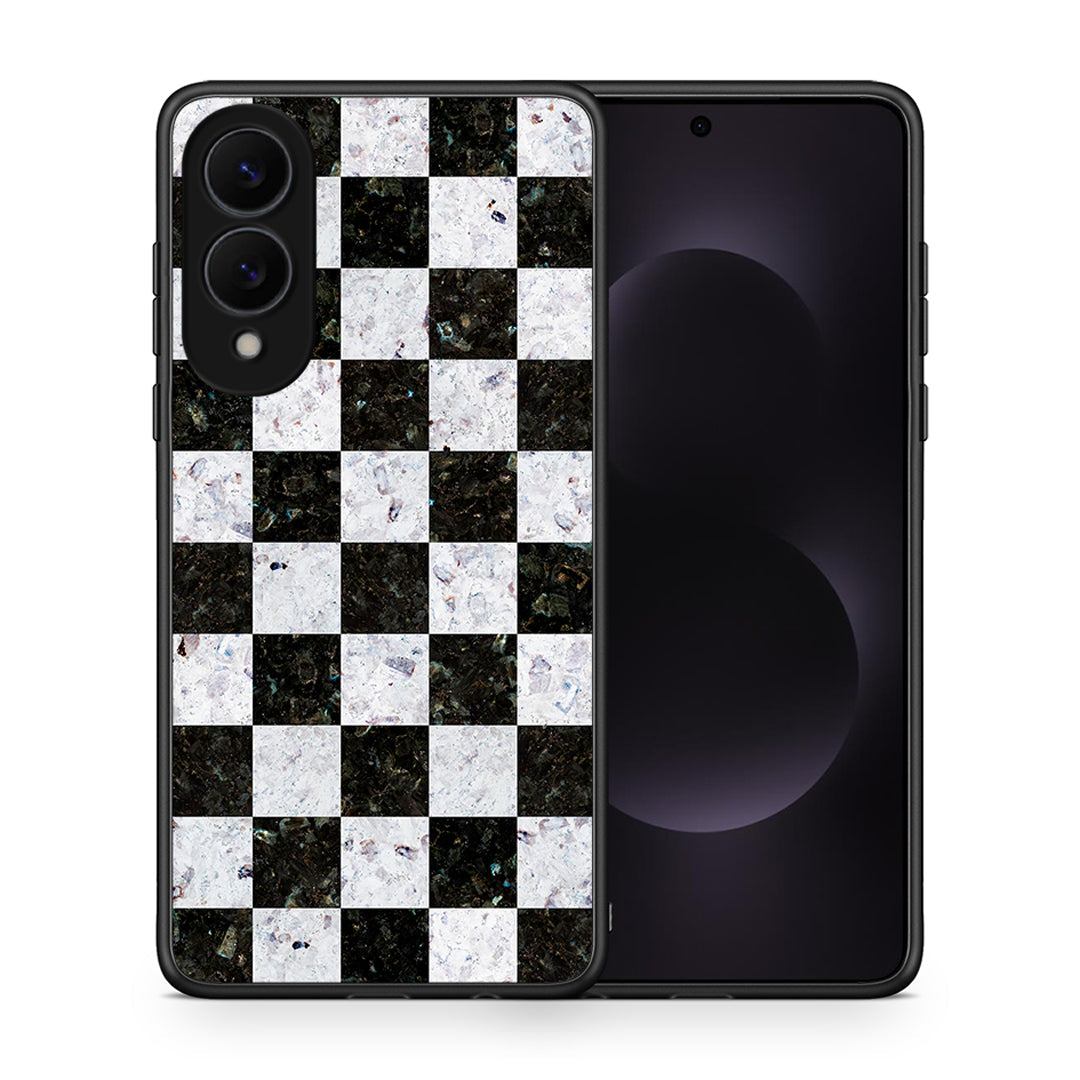 Θήκη Samsung Galaxy S25 Edge 5G Square Geometric Marble από τη Smartfits με σχέδιο στο πίσω μέρος και μαύρο περίβλημα | Samsung Galaxy S25 Edge 5G Square Geometric Marble case with colorful back and black bezels