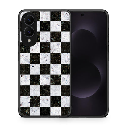 Θήκη Samsung Galaxy S25 Edge 5G Square Geometric Marble από τη Smartfits με σχέδιο στο πίσω μέρος και μαύρο περίβλημα | Samsung Galaxy S25 Edge 5G Square Geometric Marble case with colorful back and black bezels