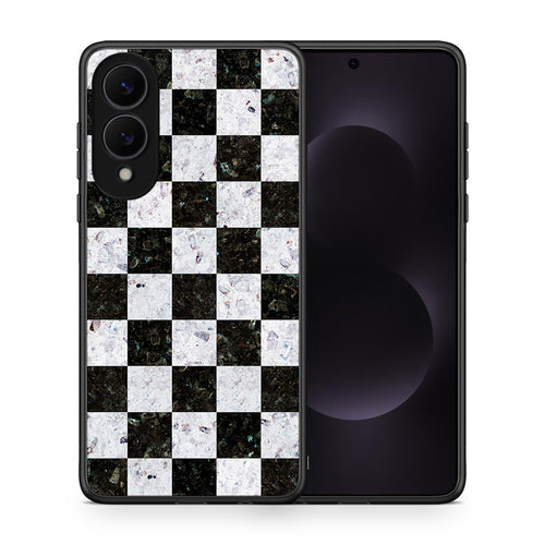 Θήκη Samsung Galaxy S25 Edge 5G Square Geometric Marble από τη Smartfits με σχέδιο στο πίσω μέρος και μαύρο περίβλημα | Samsung Galaxy S25 Edge 5G Square Geometric Marble case with colorful back and black bezels