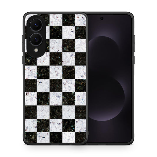 Θήκη Samsung Galaxy S25 Edge 5G Square Geometric Marble από τη Smartfits με σχέδιο στο πίσω μέρος και μαύρο περίβλημα | Samsung Galaxy S25 Edge 5G Square Geometric Marble case with colorful back and black bezels