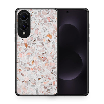 Θήκη Samsung Galaxy S25 Edge 5G Marble Terrazzo από τη Smartfits με σχέδιο στο πίσω μέρος και μαύρο περίβλημα | Samsung Galaxy S25 Edge 5G Marble Terrazzo case with colorful back and black bezels