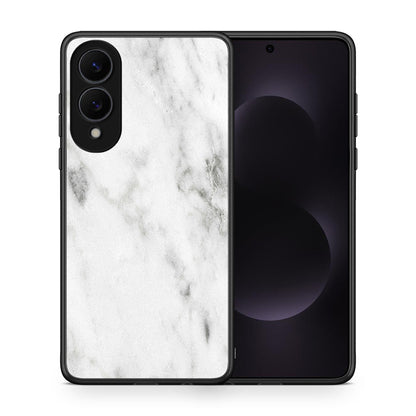 Θήκη Samsung Galaxy S25 Edge 5G White Marble από τη Smartfits με σχέδιο στο πίσω μέρος και μαύρο περίβλημα | Samsung Galaxy S25 Edge 5G White Marble case with colorful back and black bezels