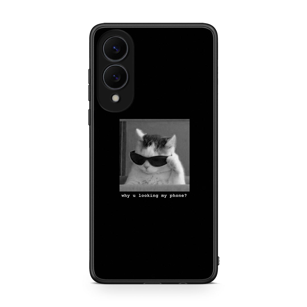 Samsung Galaxy S25 Edge 5G Meme Cat θήκη από τη Smartfits με σχέδιο στο πίσω μέρος και μαύρο περίβλημα | Smartphone case with colorful back and black bezels by Smartfits