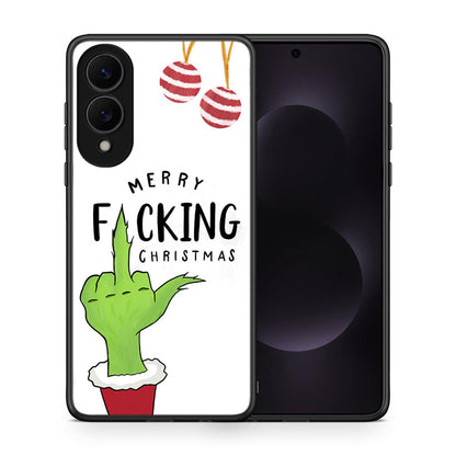 Θήκη Samsung Galaxy S25 Edge 5G Merry F Xmas από τη Smartfits με σχέδιο στο πίσω μέρος και μαύρο περίβλημα | Samsung Galaxy S25 Edge 5G Merry F Xmas case with colorful back and black bezels
