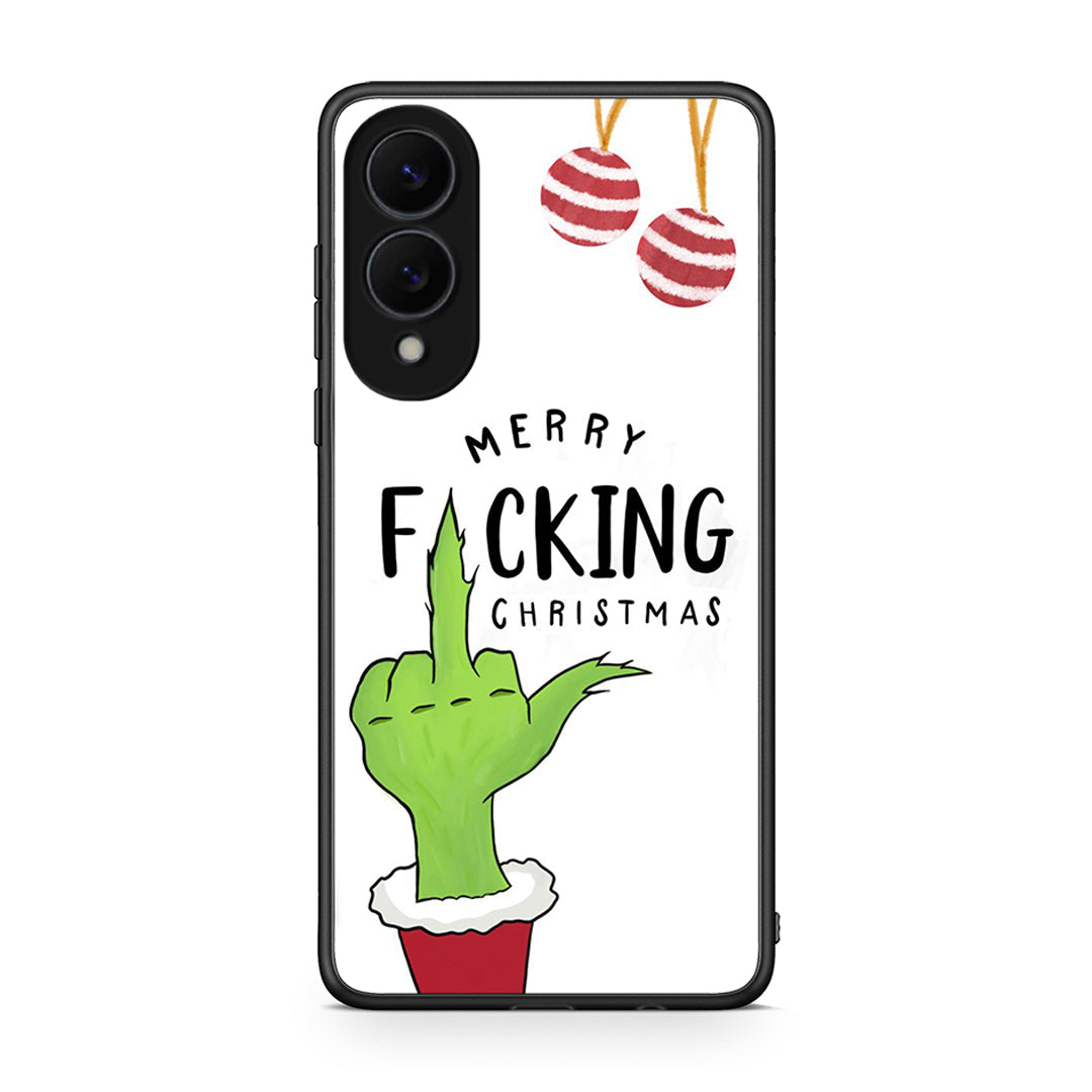 Samsung Galaxy S25 Edge 5G Merry F Xmas θήκη από τη Smartfits με σχέδιο στο πίσω μέρος και μαύρο περίβλημα | Smartphone case with colorful back and black bezels by Smartfits