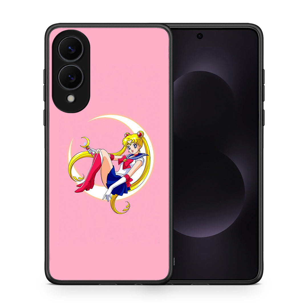Θήκη Samsung Galaxy S25 Edge 5G Moon Girl από τη Smartfits με σχέδιο στο πίσω μέρος και μαύρο περίβλημα | Samsung Galaxy S25 Edge 5G Moon Girl case with colorful back and black bezels