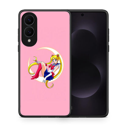 Θήκη Samsung Galaxy S25 Edge 5G Moon Girl από τη Smartfits με σχέδιο στο πίσω μέρος και μαύρο περίβλημα | Samsung Galaxy S25 Edge 5G Moon Girl case with colorful back and black bezels
