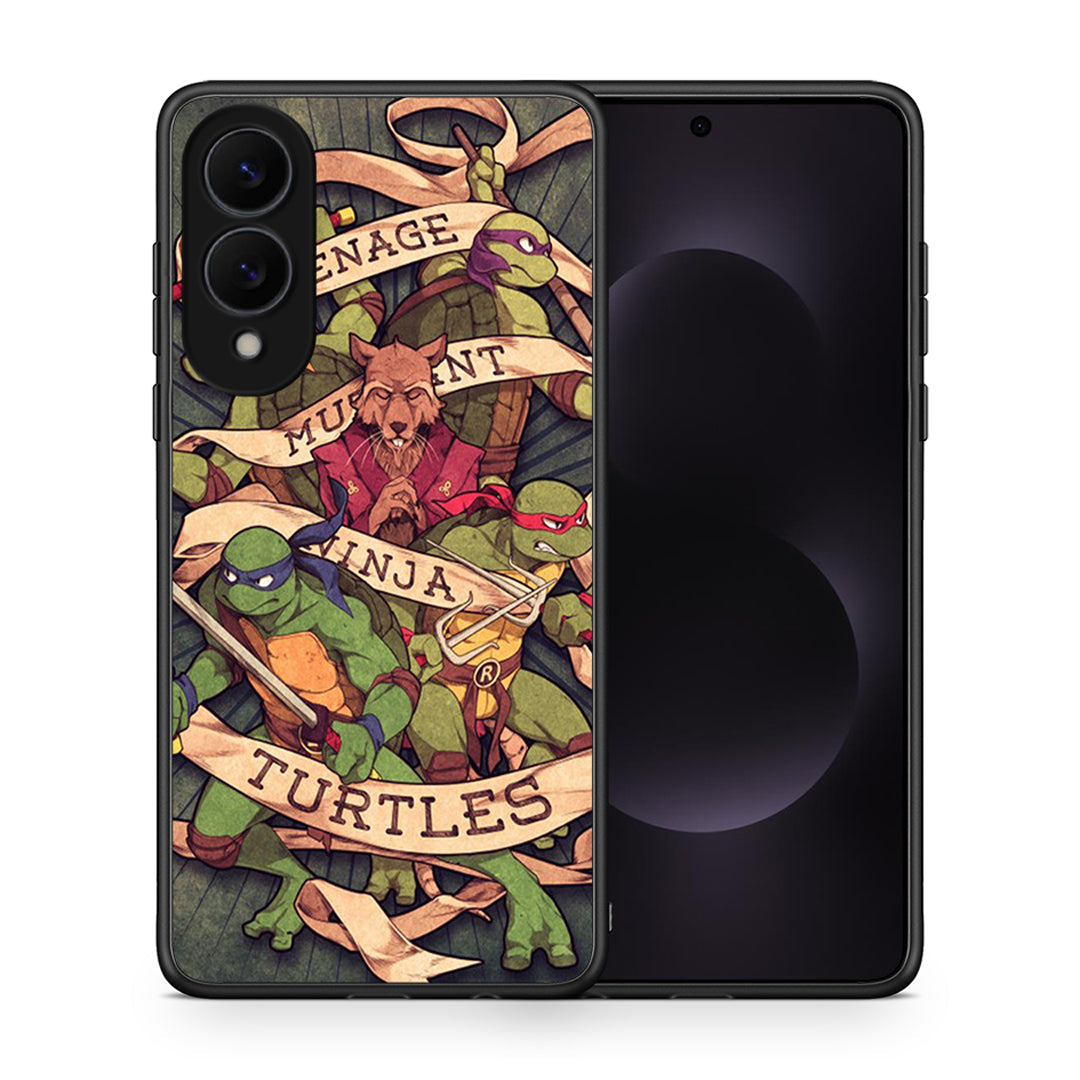 Θήκη Samsung Galaxy S25 Edge 5G Ninja Turtles από τη Smartfits με σχέδιο στο πίσω μέρος και μαύρο περίβλημα | Samsung Galaxy S25 Edge 5G Ninja Turtles case with colorful back and black bezels