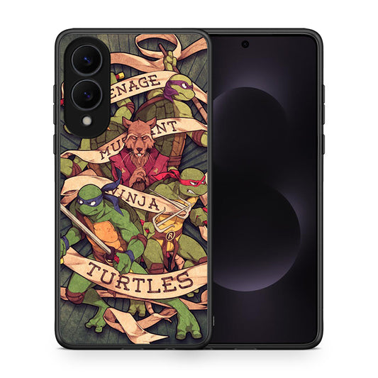 Θήκη Samsung Galaxy S25 Edge 5G Ninja Turtles από τη Smartfits με σχέδιο στο πίσω μέρος και μαύρο περίβλημα | Samsung Galaxy S25 Edge 5G Ninja Turtles case with colorful back and black bezels