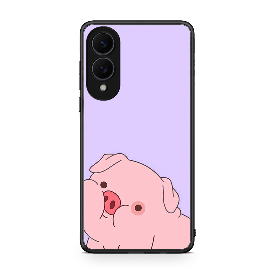 Samsung Galaxy S25 Edge 5G Pig Love 2 Θήκη Αγίου Βαλεντίνου από τη Smartfits με σχέδιο στο πίσω μέρος και μαύρο περίβλημα | Smartphone case with colorful back and black bezels by Smartfits