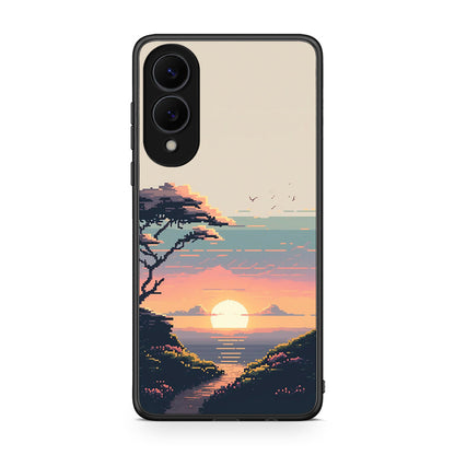 Samsung Galaxy S25 Edge 5G Pixel Sunset Θήκη από τη Smartfits με σχέδιο στο πίσω μέρος και μαύρο περίβλημα | Smartphone case with colorful back and black bezels by Smartfits
