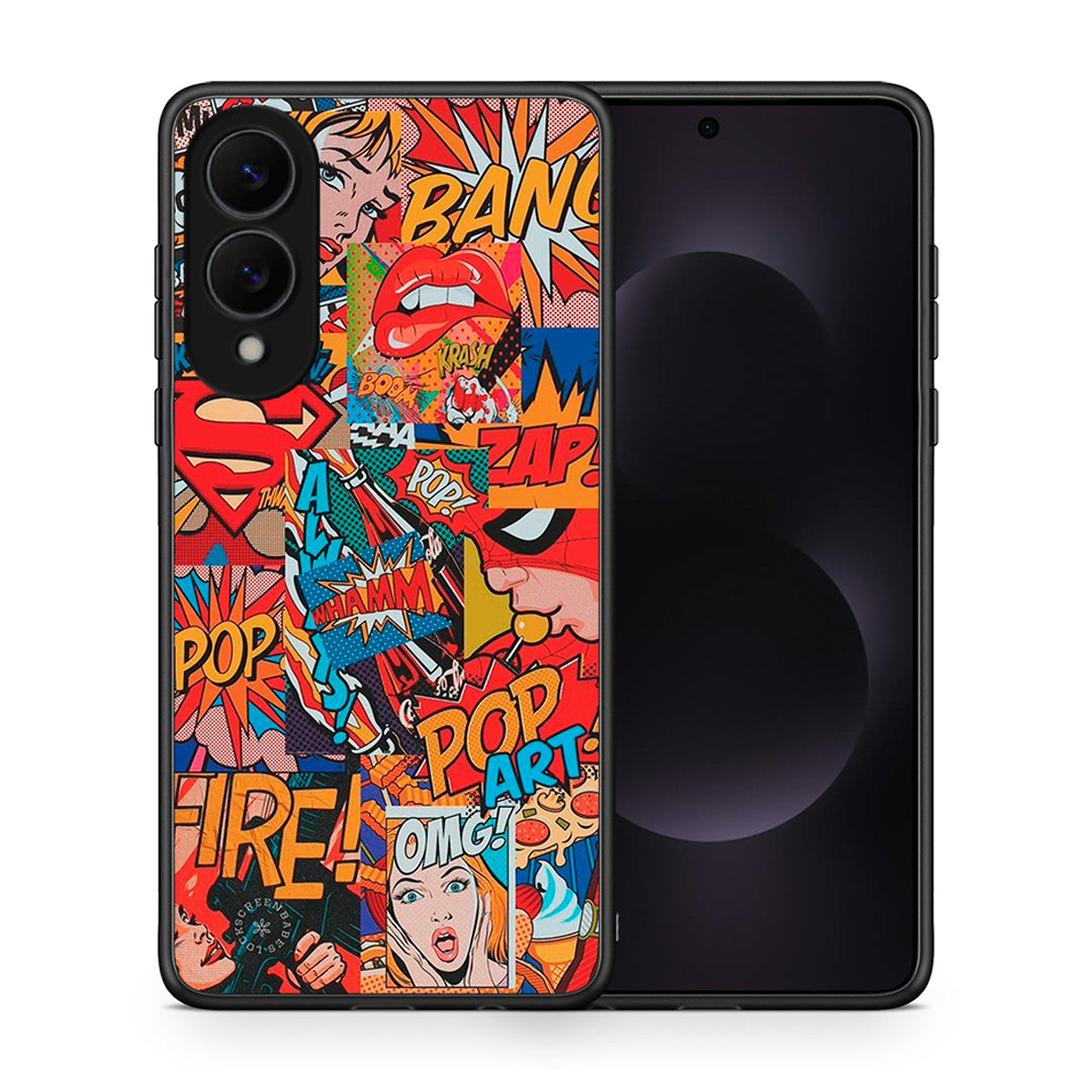 Θήκη Samsung Galaxy S25 Edge 5G PopArt OMG από τη Smartfits με σχέδιο στο πίσω μέρος και μαύρο περίβλημα | Samsung Galaxy S25 Edge 5G PopArt OMG case with colorful back and black bezels