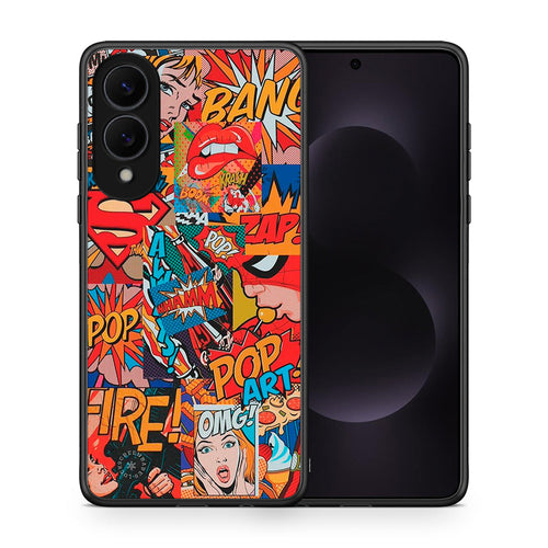 Θήκη Samsung Galaxy S25 Edge 5G PopArt OMG από τη Smartfits με σχέδιο στο πίσω μέρος και μαύρο περίβλημα | Samsung Galaxy S25 Edge 5G PopArt OMG case with colorful back and black bezels