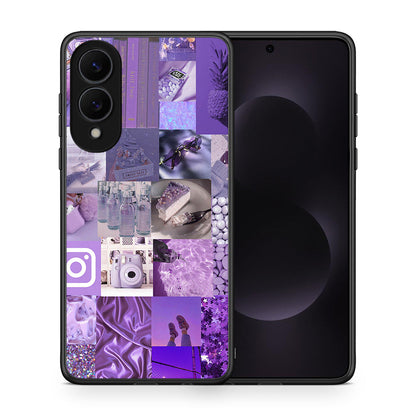 Θήκη Samsung Galaxy S25 Edge 5G Purple Aesthetic Collage από τη Smartfits με σχέδιο στο πίσω μέρος και μαύρο περίβλημα | Samsung Galaxy S25 Edge 5G Purple Aesthetic Collage case with colorful back and black bezels