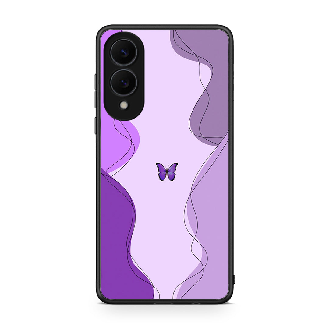 Samsung Galaxy S25 Edge 5G Purple Mariposa Θήκη Αγίου Βαλεντίνου από τη Smartfits με σχέδιο στο πίσω μέρος και μαύρο περίβλημα | Smartphone case with colorful back and black bezels by Smartfits
