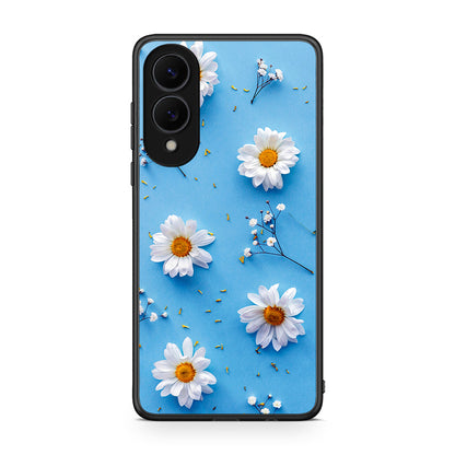 Samsung Galaxy S25 Edge 5G Real Daisies θήκη από τη Smartfits με σχέδιο στο πίσω μέρος και μαύρο περίβλημα | Smartphone case with colorful back and black bezels by Smartfits