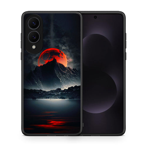 Θήκη Samsung Galaxy S25 Edge 5G Red Full Moon από τη Smartfits με σχέδιο στο πίσω μέρος και μαύρο περίβλημα | Samsung Galaxy S25 Edge 5G Red Full Moon case with colorful back and black bezels