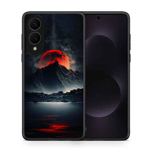 Θήκη Samsung Galaxy S25 Edge 5G Red Full Moon από τη Smartfits με σχέδιο στο πίσω μέρος και μαύρο περίβλημα | Samsung Galaxy S25 Edge 5G Red Full Moon case with colorful back and black bezels