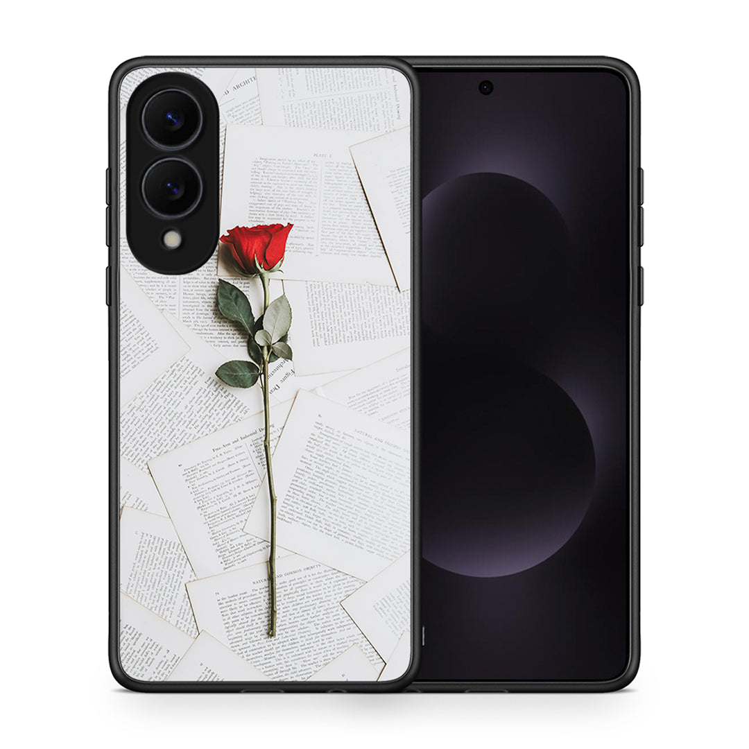 Θήκη Samsung Galaxy S25 Edge 5G Red Rose από τη Smartfits με σχέδιο στο πίσω μέρος και μαύρο περίβλημα | Samsung Galaxy S25 Edge 5G Red Rose case with colorful back and black bezels