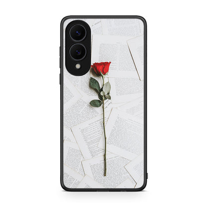 Samsung Galaxy S25 Edge 5G Red Rose θήκη από τη Smartfits με σχέδιο στο πίσω μέρος και μαύρο περίβλημα | Smartphone case with colorful back and black bezels by Smartfits