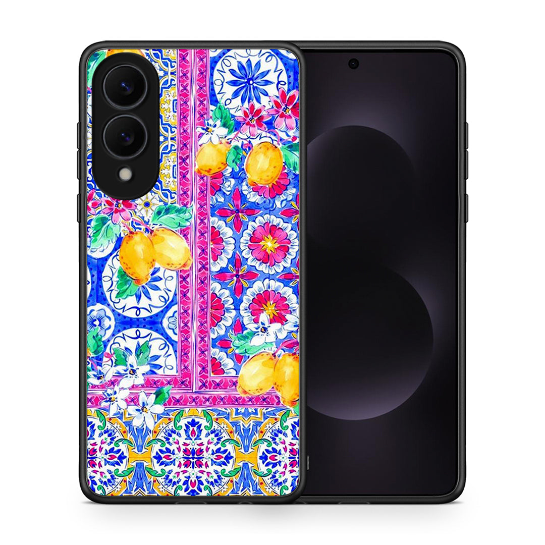 Θήκη Samsung Galaxy S25 Edge 5G Retro Spring από τη Smartfits με σχέδιο στο πίσω μέρος και μαύρο περίβλημα | Samsung Galaxy S25 Edge 5G Retro Spring case with colorful back and black bezels