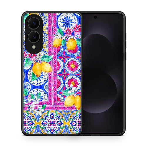 Θήκη Samsung Galaxy S25 Edge 5G Retro Spring από τη Smartfits με σχέδιο στο πίσω μέρος και μαύρο περίβλημα | Samsung Galaxy S25 Edge 5G Retro Spring case with colorful back and black bezels