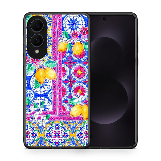 Θήκη Samsung Galaxy S25 Edge 5G Retro Spring από τη Smartfits με σχέδιο στο πίσω μέρος και μαύρο περίβλημα | Samsung Galaxy S25 Edge 5G Retro Spring case with colorful back and black bezels
