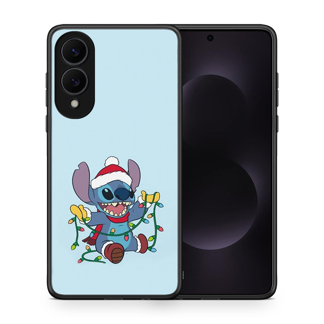 Θήκη Samsung Galaxy S25 Edge 5G Santa Stich από τη Smartfits με σχέδιο στο πίσω μέρος και μαύρο περίβλημα | Samsung Galaxy S25 Edge 5G Santa Stich case with colorful back and black bezels