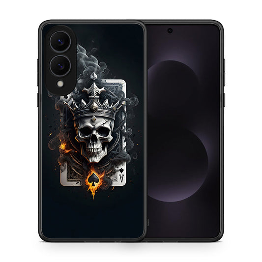 Θήκη Samsung Galaxy S25 Edge 5G Skull King Ace από τη Smartfits με σχέδιο στο πίσω μέρος και μαύρο περίβλημα | Samsung Galaxy S25 Edge 5G Skull King Ace case with colorful back and black bezels