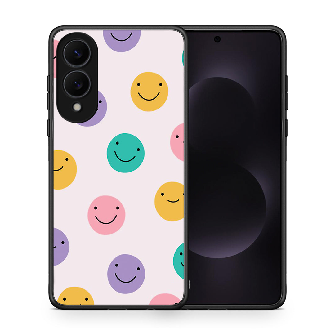 Θήκη Samsung Galaxy S25 Edge 5G Smiley Faces από τη Smartfits με σχέδιο στο πίσω μέρος και μαύρο περίβλημα | Samsung Galaxy S25 Edge 5G Smiley Faces case with colorful back and black bezels