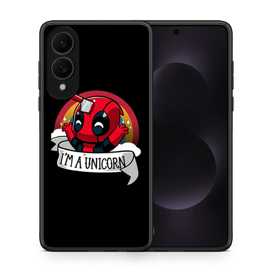 Θήκη Samsung Galaxy S25 Edge 5G Unicorn Deadpool από τη Smartfits με σχέδιο στο πίσω μέρος και μαύρο περίβλημα | Samsung Galaxy S25 Edge 5G Unicorn Deadpool case with colorful back and black bezels
