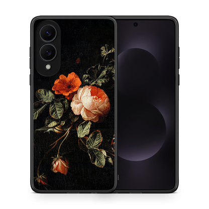 Θήκη Samsung Galaxy S25 Edge 5G Vintage Roses από τη Smartfits με σχέδιο στο πίσω μέρος και μαύρο περίβλημα | Samsung Galaxy S25 Edge 5G Vintage Roses case with colorful back and black bezels