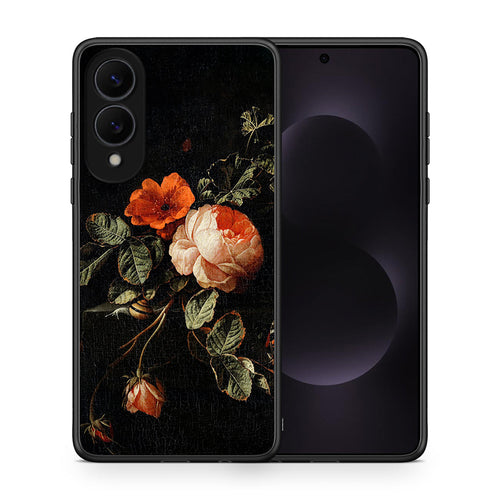 Θήκη Samsung Galaxy S25 Edge 5G Vintage Roses από τη Smartfits με σχέδιο στο πίσω μέρος και μαύρο περίβλημα | Samsung Galaxy S25 Edge 5G Vintage Roses case with colorful back and black bezels