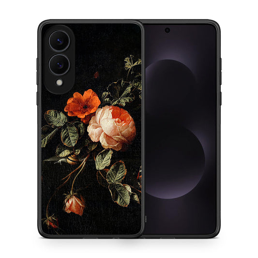 Θήκη Samsung Galaxy S25 Edge 5G Vintage Roses από τη Smartfits με σχέδιο στο πίσω μέρος και μαύρο περίβλημα | Samsung Galaxy S25 Edge 5G Vintage Roses case with colorful back and black bezels
