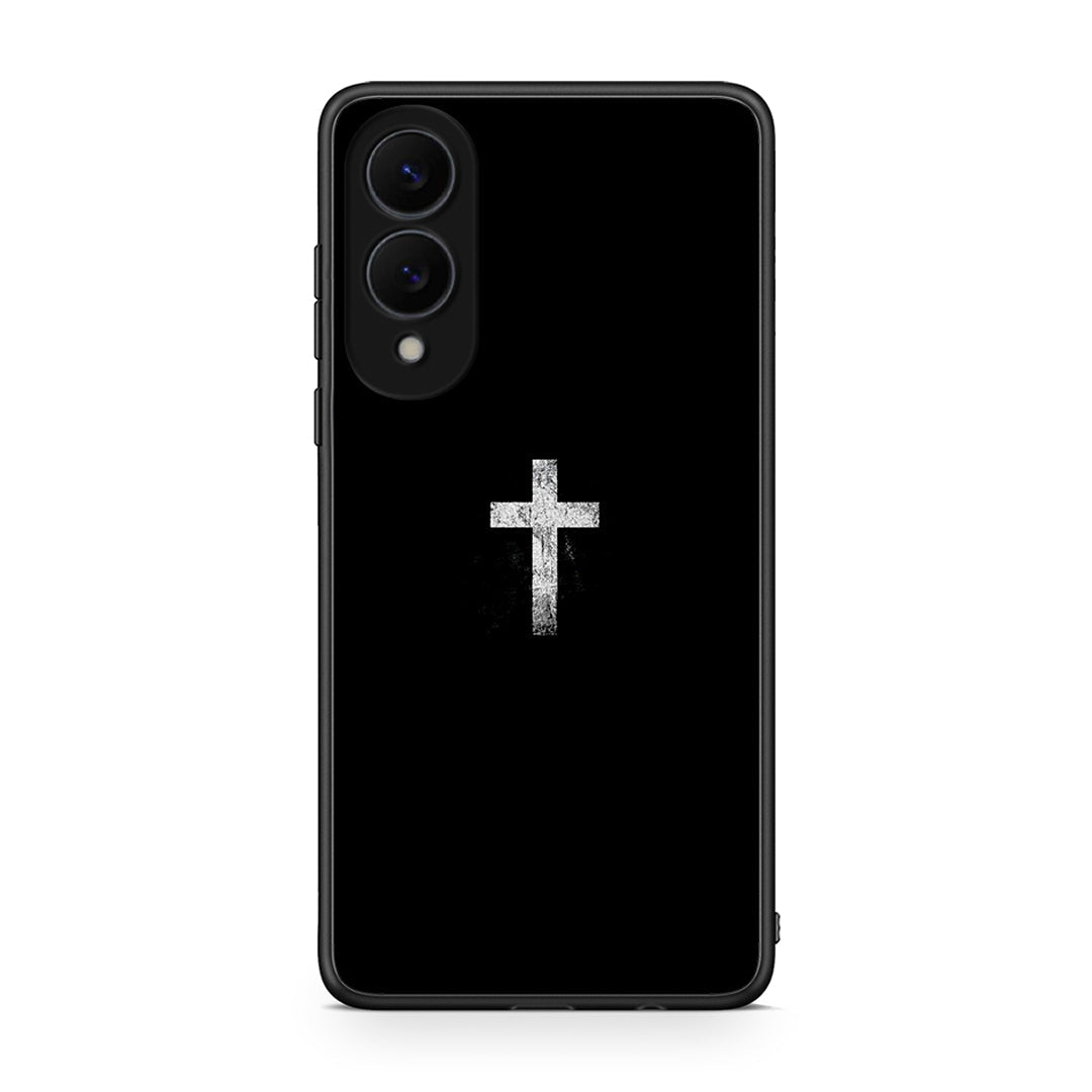 Samsung Galaxy S25 Edge 5G White Cross θήκη από τη Smartfits με σχέδιο στο πίσω μέρος και μαύρο περίβλημα | Smartphone case with colorful back and black bezels by Smartfits
